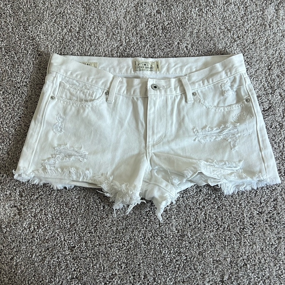 Lucky Brand distressed white denim shorts